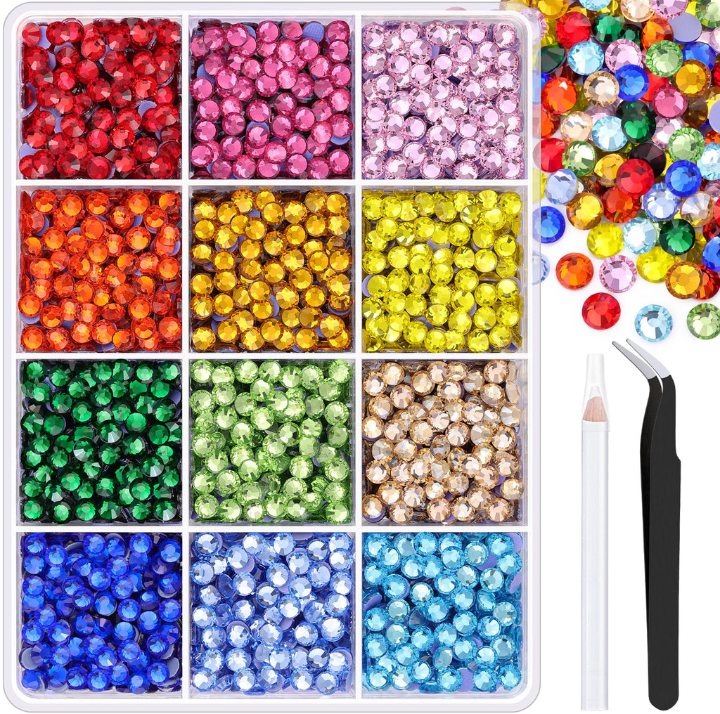 TINKRSTUFF 4000pcs Hotfix Rhinestones SS16 – Multicolor Iron-On Glass Gems for Crafts
