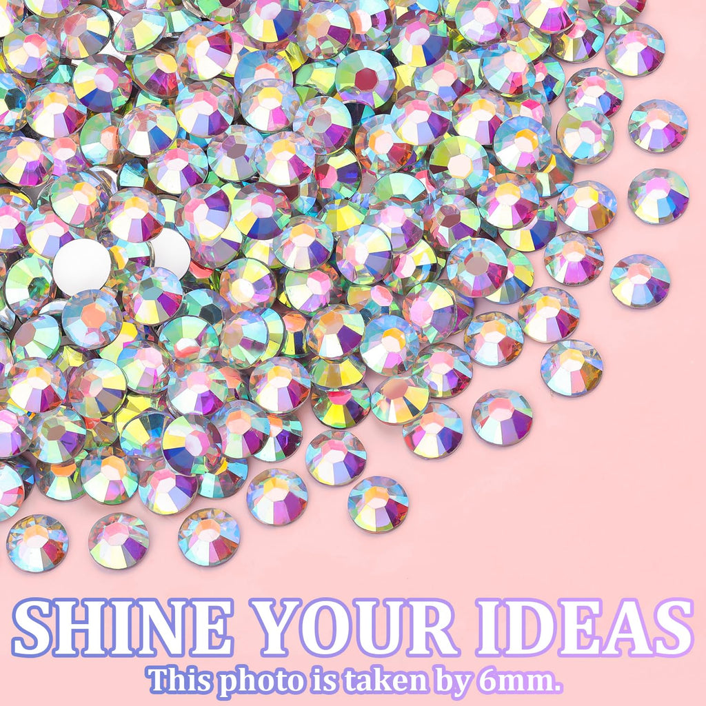TINKRSTUFF 25000 Pcs Resin Rhinestones with Tweezers & 3 B7000 Glue – AB 2-6mm Mix for Nail Art & Makeup