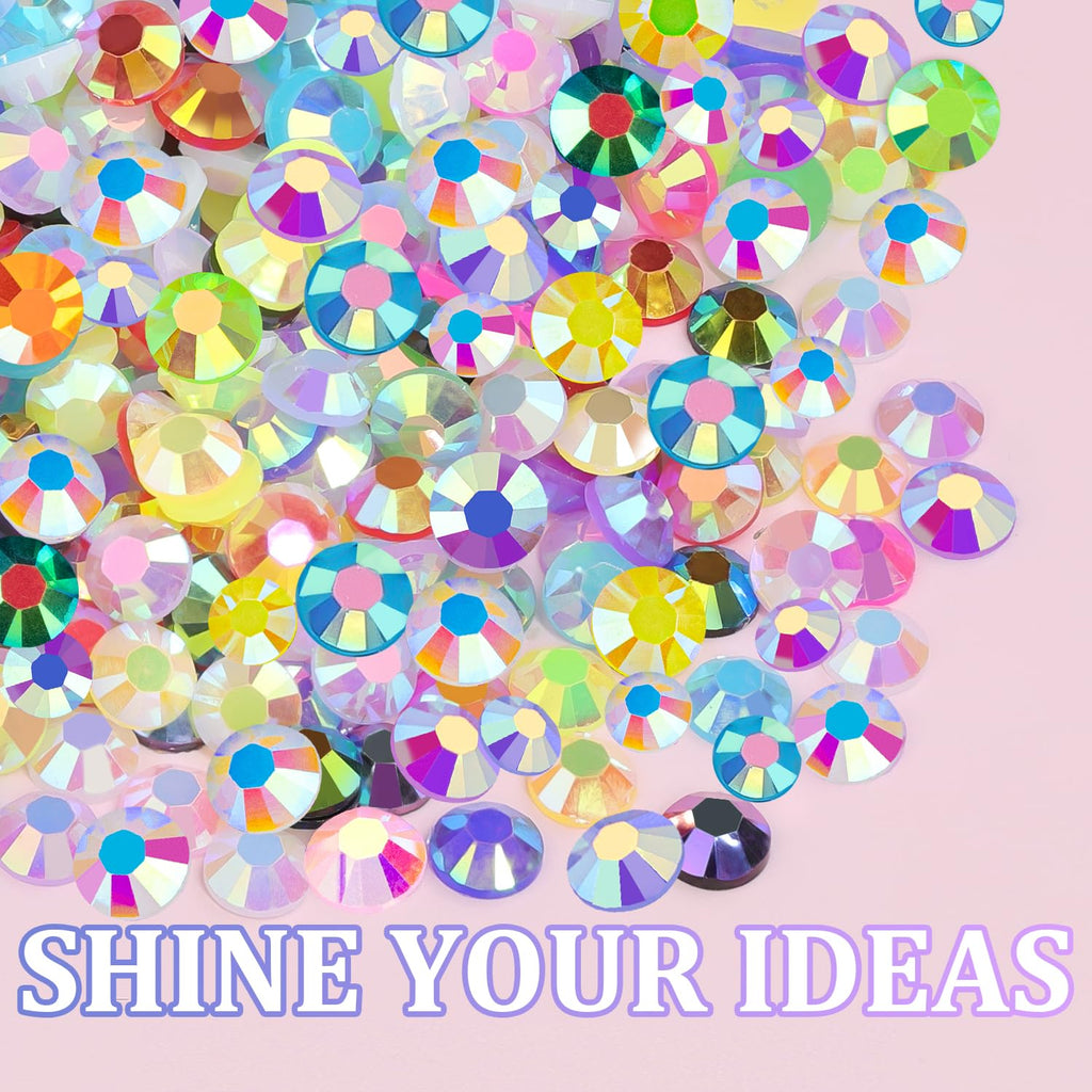 TINKRSTUFF 2 Boxes Jelly Rhinestones Kit: 25,000 Multicolor 3mm & 4mm Resin Gems + 2×10ml B7000 Glue + Tools