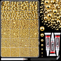 TINKRSTUFF 11000Pcs Gold Flatback Pearls for Crafting – Glue Kit Included for DIY Jewelry, Nails, Shoes, and Tumblers
