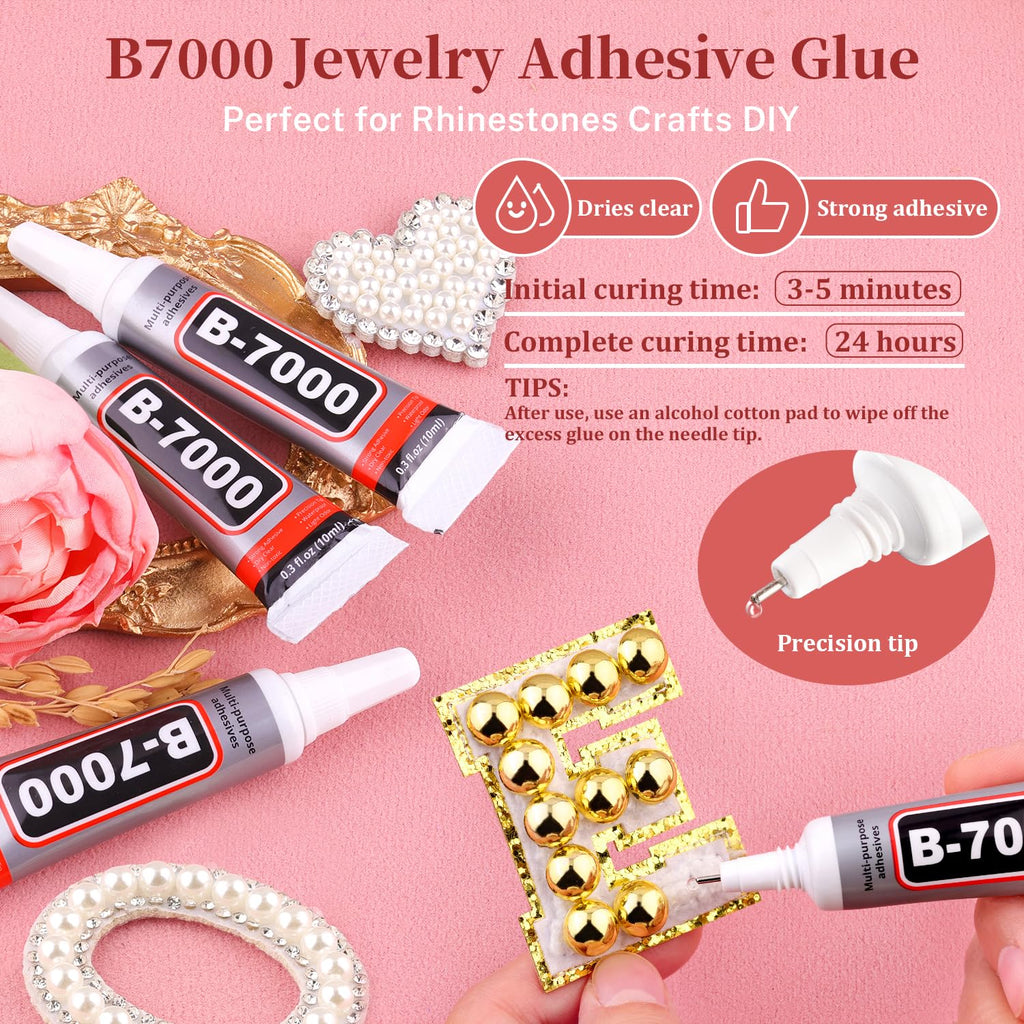 TINKRSTUFF 11000Pcs Gold Flatback Pearls for Crafting – Glue Kit Included for DIY Jewelry, Nails, Shoes, and Tumblers