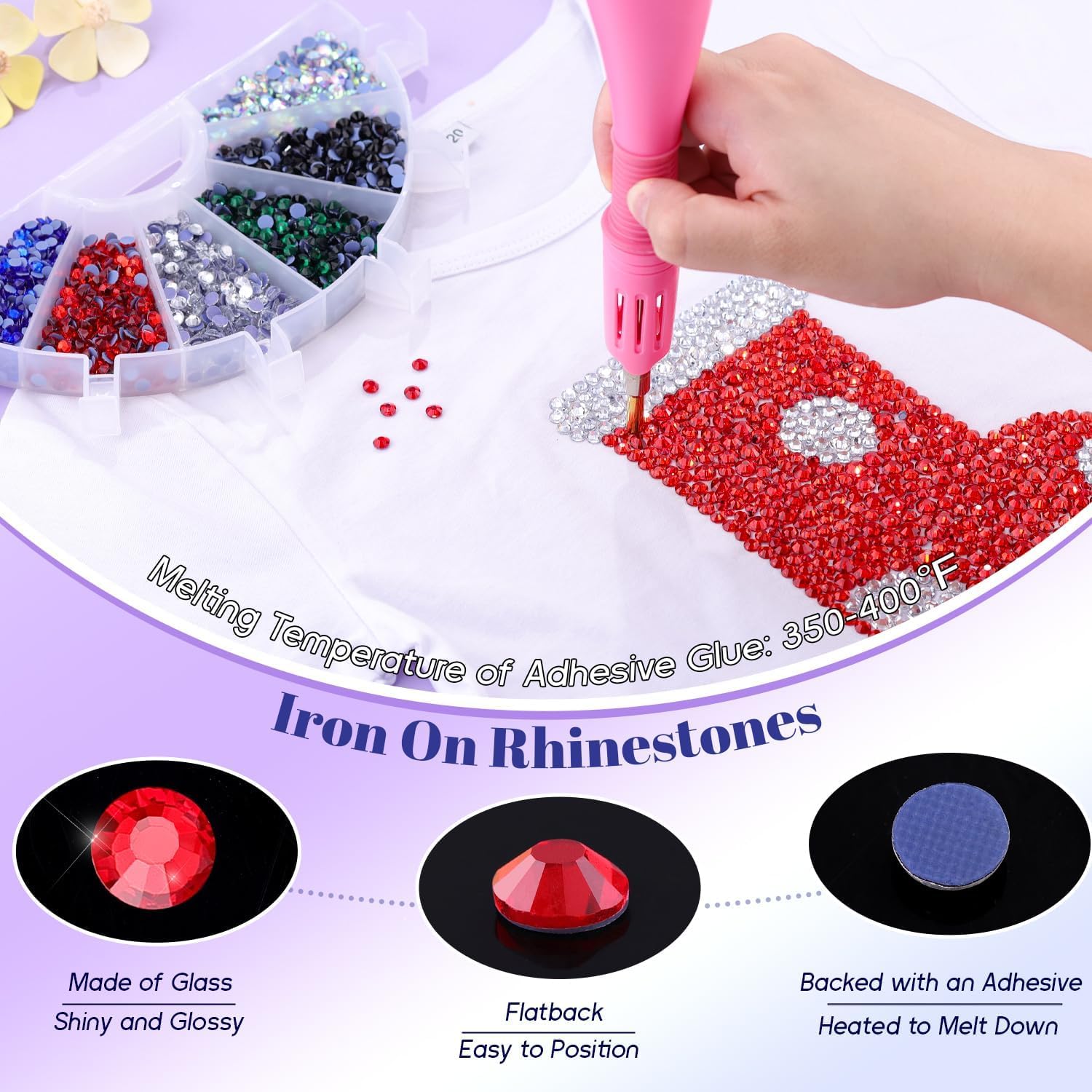 TINKRSTUFF 4000pcs Hotfix Rhinestones SS16 – Multicolor Iron-On Glass Gems for Crafts