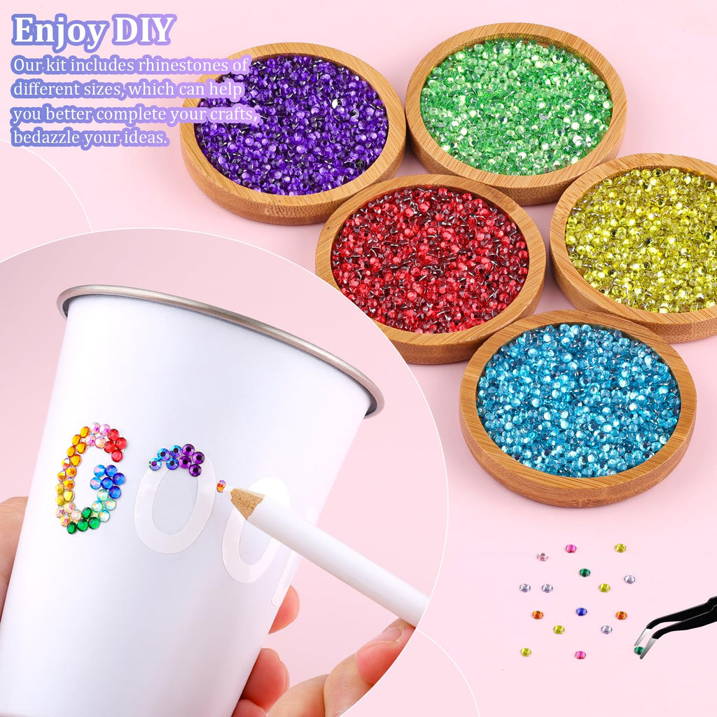 TINKRSTUFF 24000Pcs Resin Rhinestones 3mm DIY Craft Kit – Multicolor with Tweezers, Pickup Pen & B7000 Glue