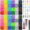 TINKRSTUFF 2 Boxes Jelly Rhinestones Kit: 25,000 Multicolor 3mm & 4mm Resin Gems + 2×10ml B7000 Glue + Tools