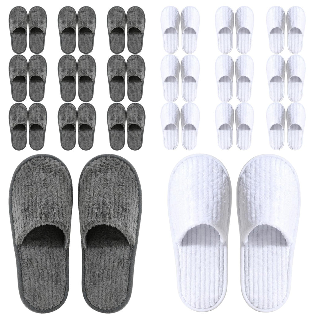 TINSKY 20 Pairs Disposable Guest Slippers – Non-Slip Hotel & Spa Slippers (White & Black)