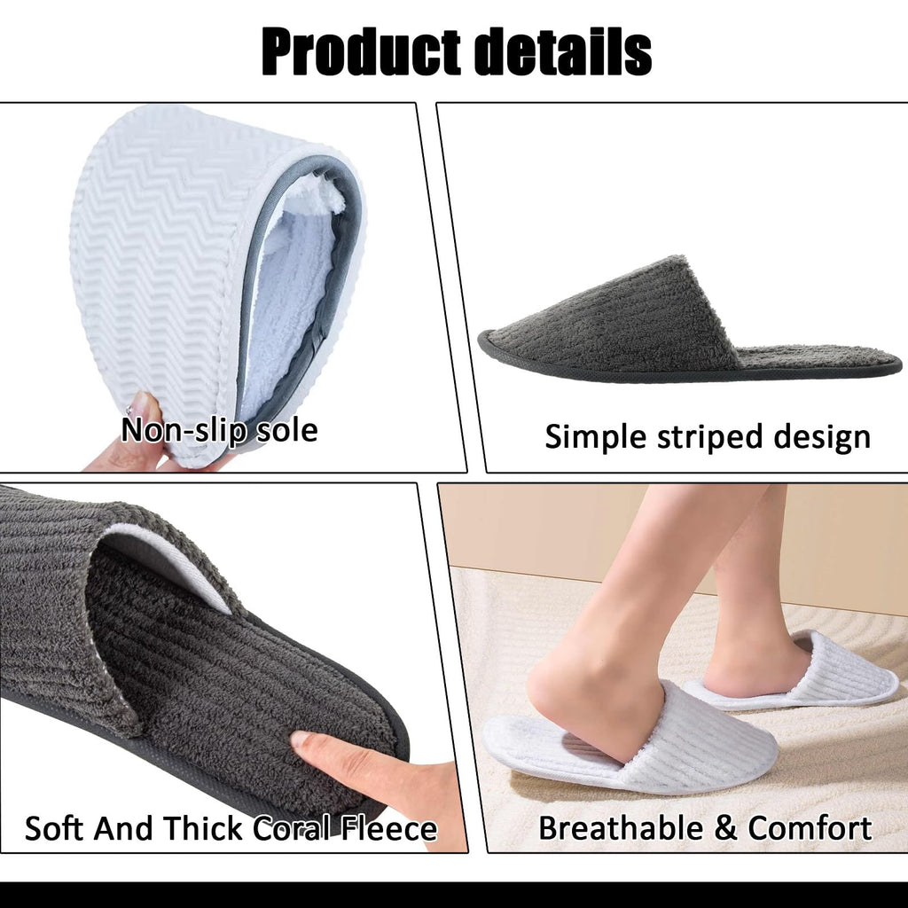 TINSKY 20 Pairs Disposable Guest Slippers – Non-Slip Hotel & Spa Slippers (White & Black)