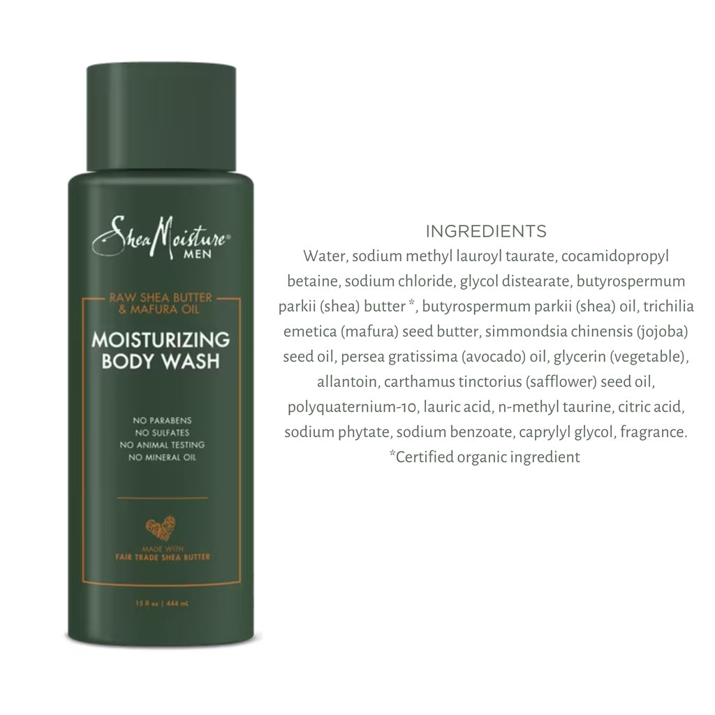 TINY SEED 2-Pack Shea Body Wash | Raw Shea Butter & Mafura Oil for Men + Free Loofah