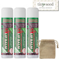 Tiny Seed Vegan Lip Balm Set – 3x 0.25 oz Chocolate Candy Cane + Muslin Pouch