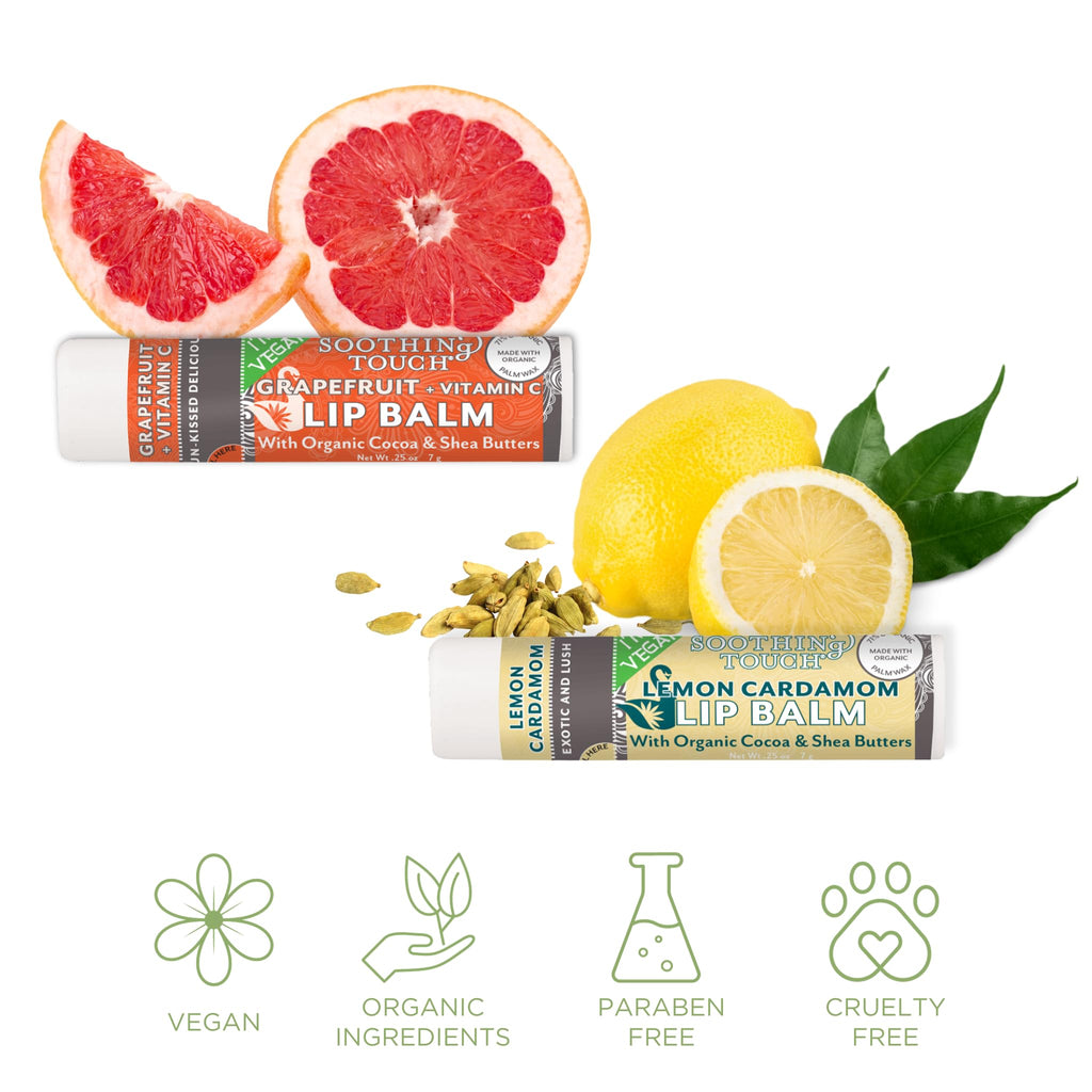 TINY SEED Vegan Lip Balm Set — 6 Flavors + Muslin Pouch & Lip Balm Holder | Cruelty-Free & Paraben-Free