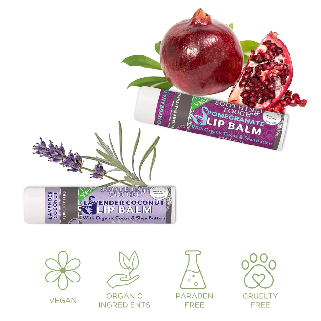 Tiny Seed Vegan Lip Balm Set – 6 Flavors + Muslin Pouch & Keychain