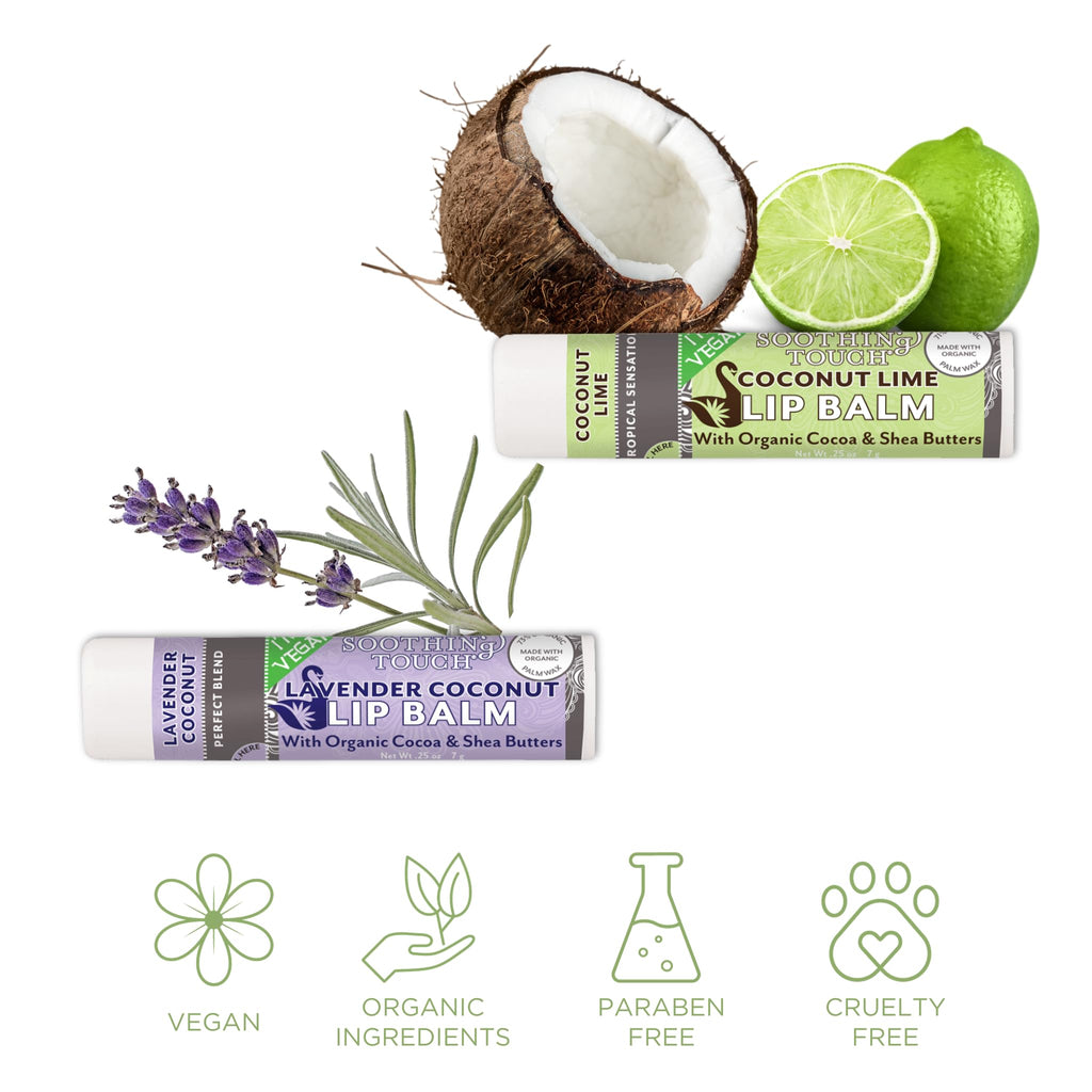 TINY SEED Vegan Lip Balm Set — 6 Flavors + Muslin Pouch & Lip Balm Holder | Cruelty-Free & Paraben-Free