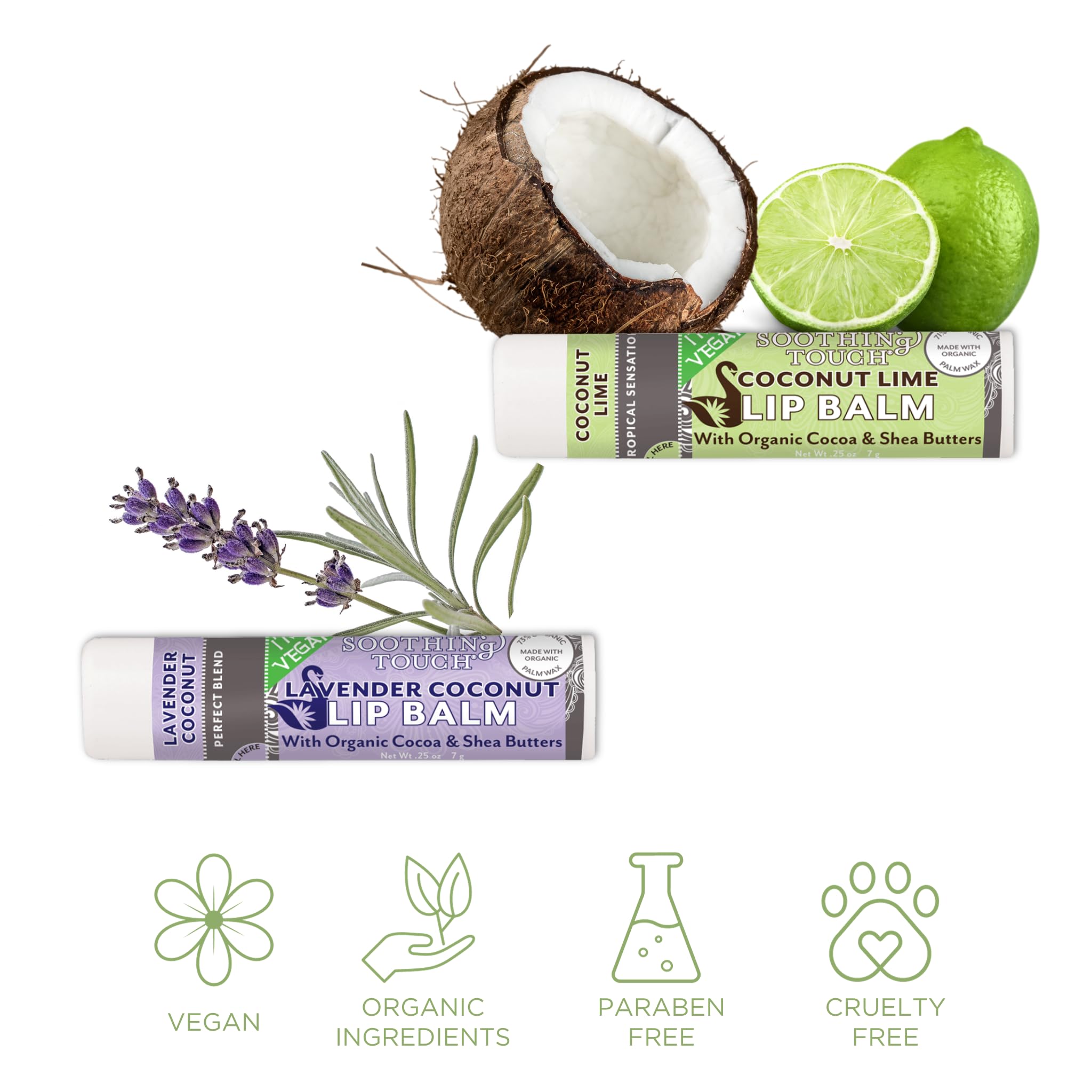 TINY SEED Vegan Lip Balm Set — 6 Flavors + Muslin Pouch & Lip Balm Holder | Cruelty-Free & Paraben-Free