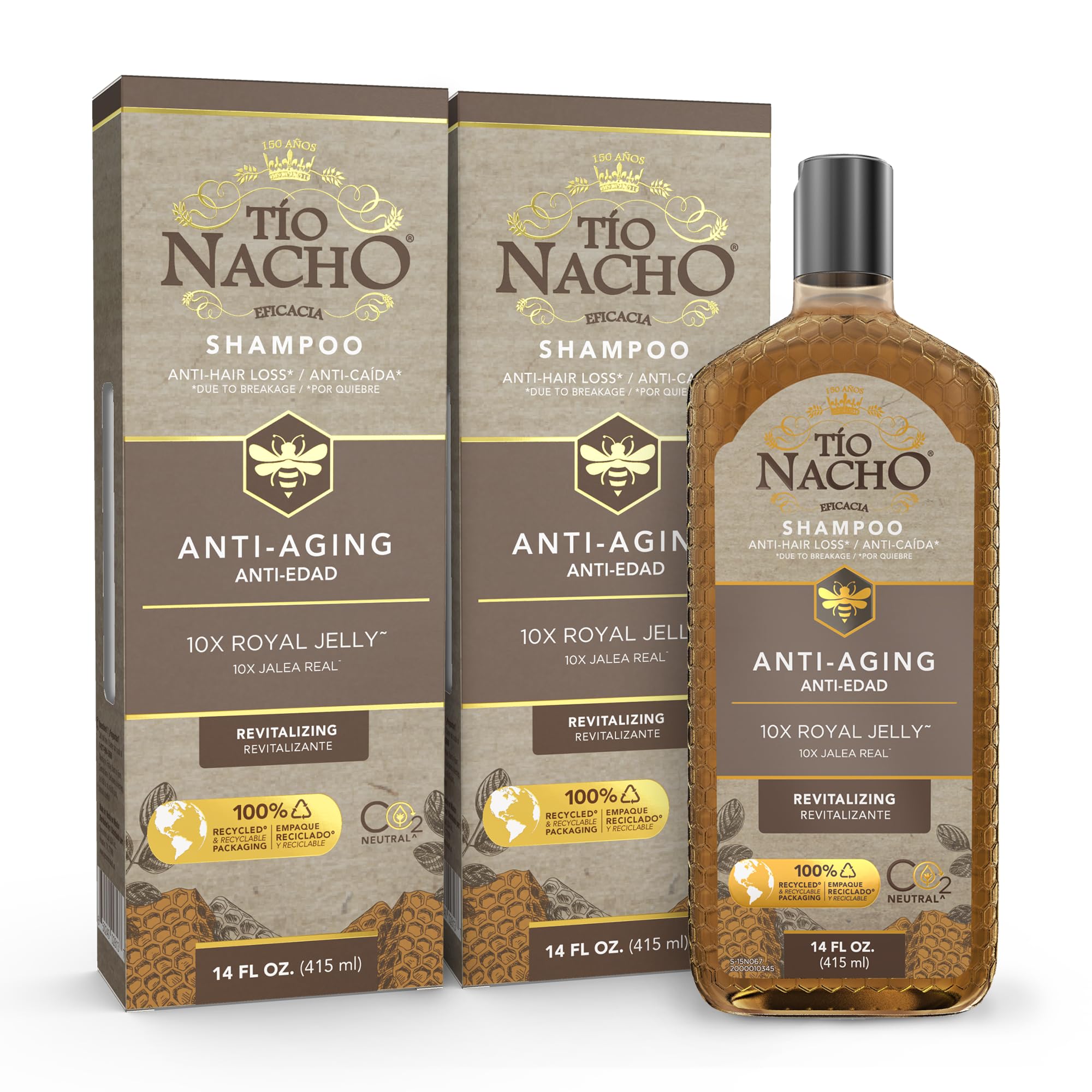 Tio Nacho Anti-Aging Shampoo with Royal Jelly – Strengthening Formula for Aging Hair (14 fl oz Pack of 2)
