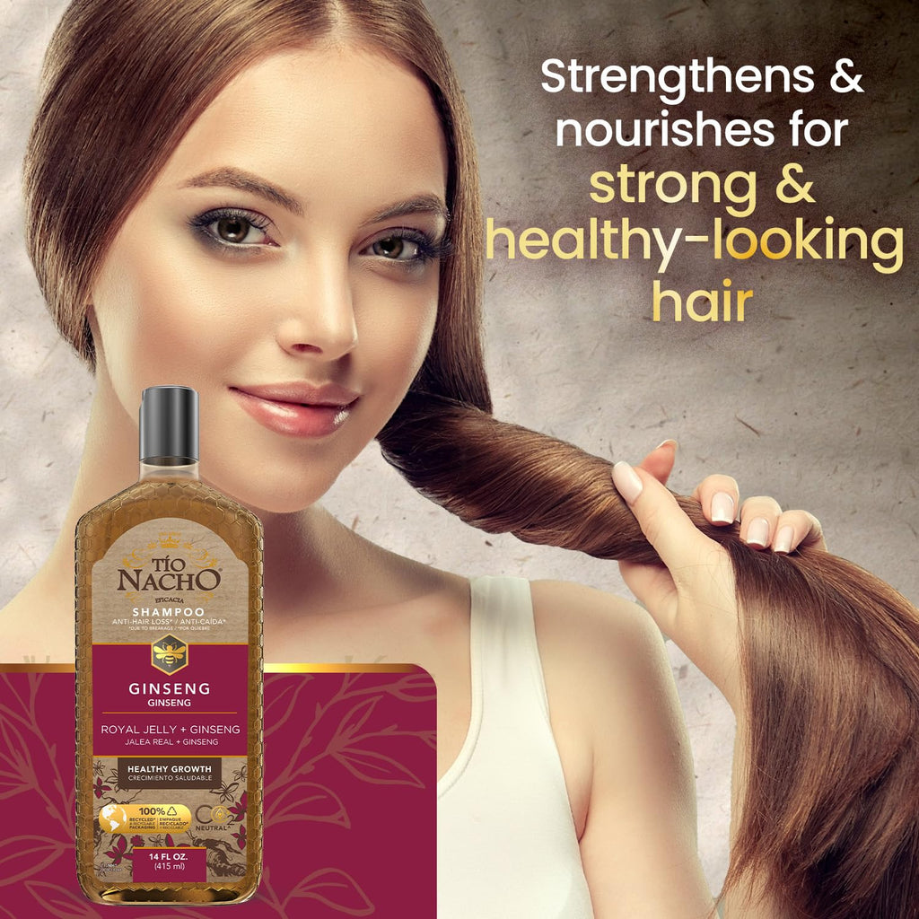 Tio Nacho Ginseng Shampoo with Royal Jelly – Herbal Growth & Nourishment (Pack of 3, 14 fl oz)