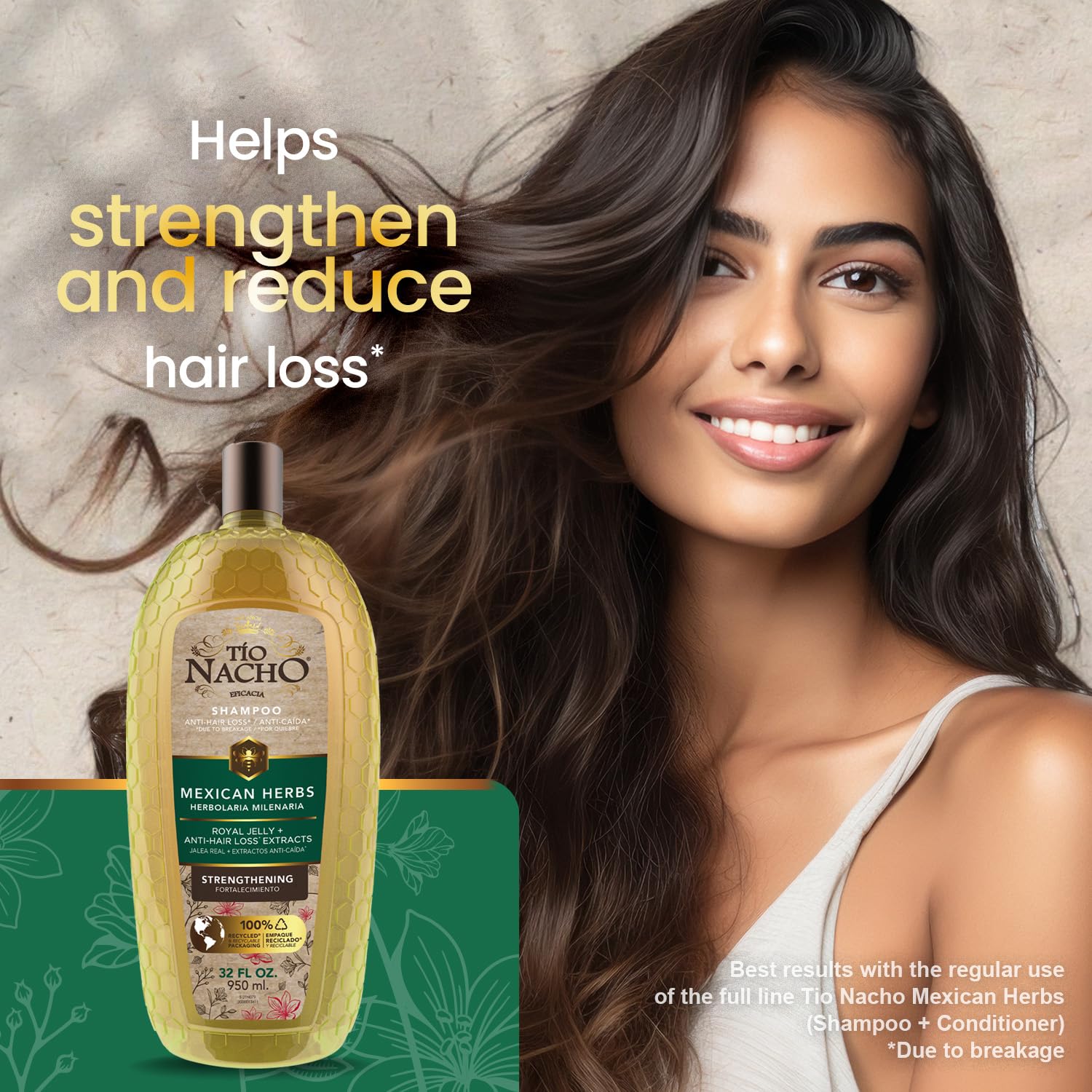 Tío Nacho Mexican Herbs Anti-Hair Loss Shampoo with Royal Jelly & Rosemary – 32 oz Pack of 2