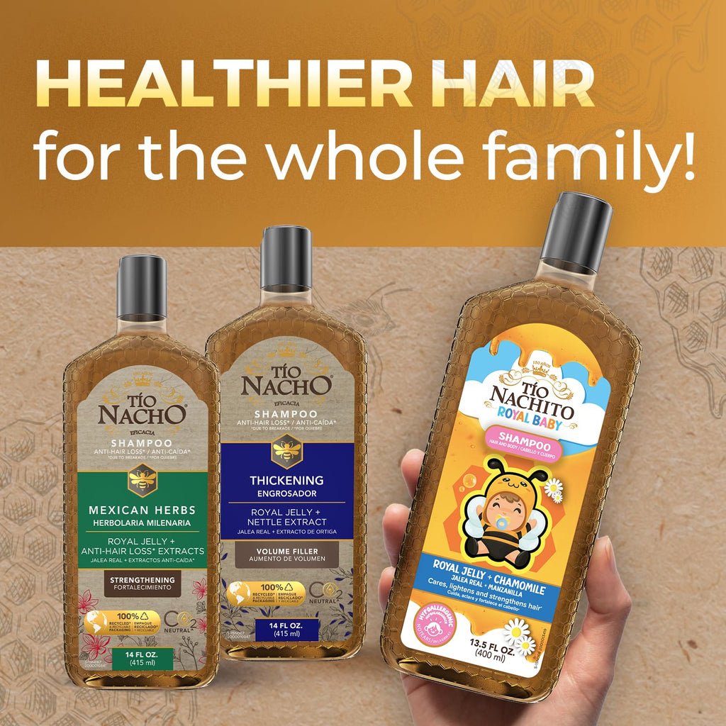 Tio Nacho Family Hair Care Bundle – Royal Baby, Mexican Herbs & Thickening Shampoos (14 oz each)
