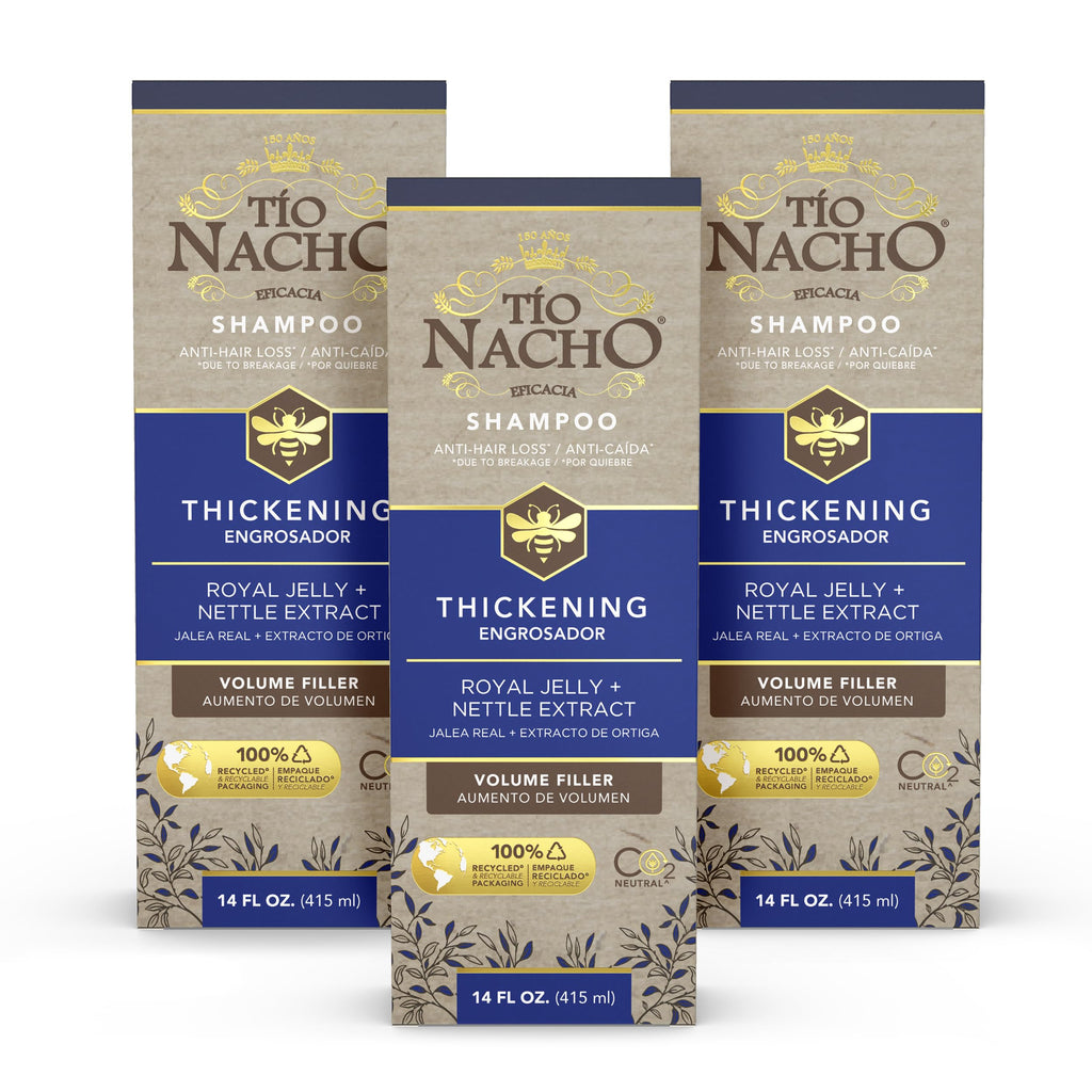 Tio Nacho Thickening Shampoo for Thinning Hair – Royal Jelly & Nettle Extract, Paraben Free, 14 fl oz (3 Pack)