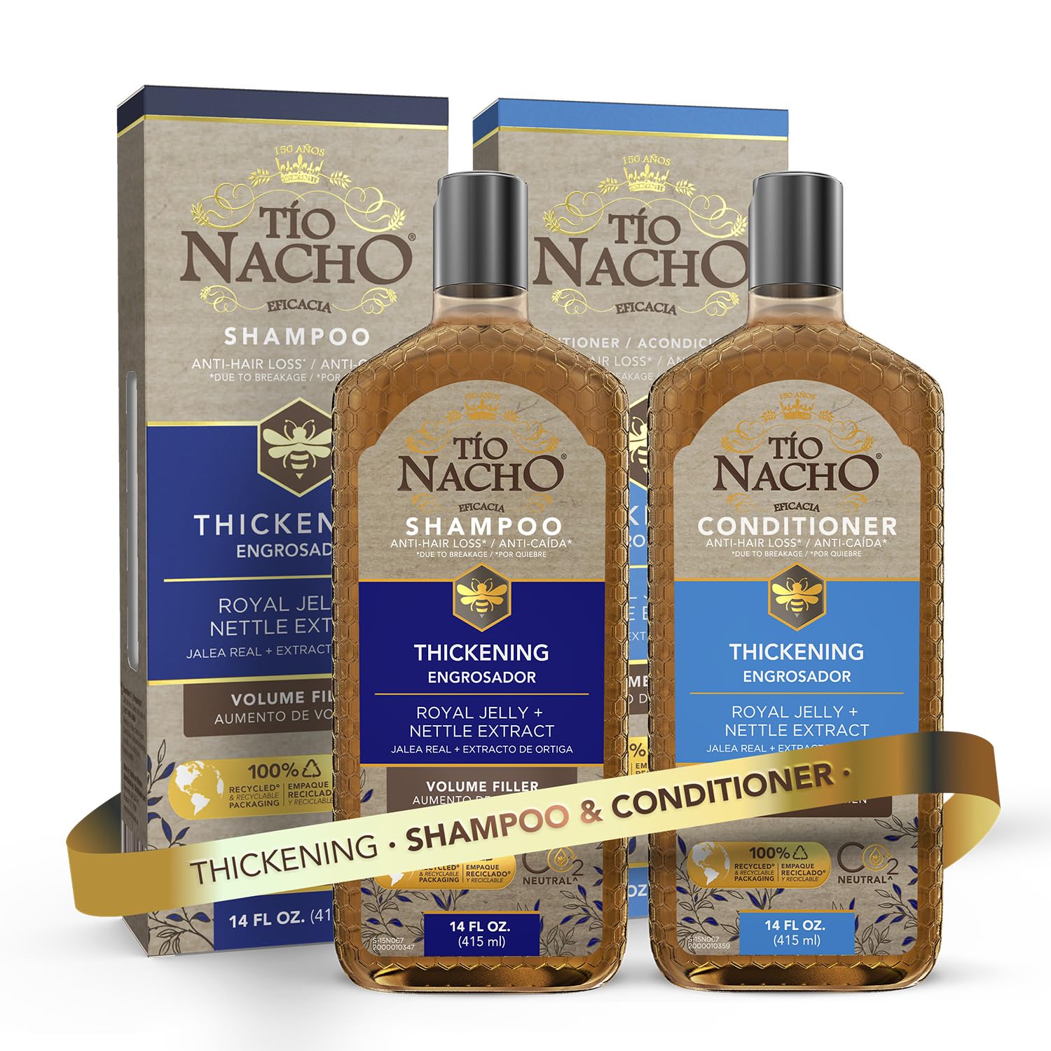 Tio Nacho Thickening Shampoo & Conditioner Set – Volumize Thinning Hair (14 oz each) | Paraben Free