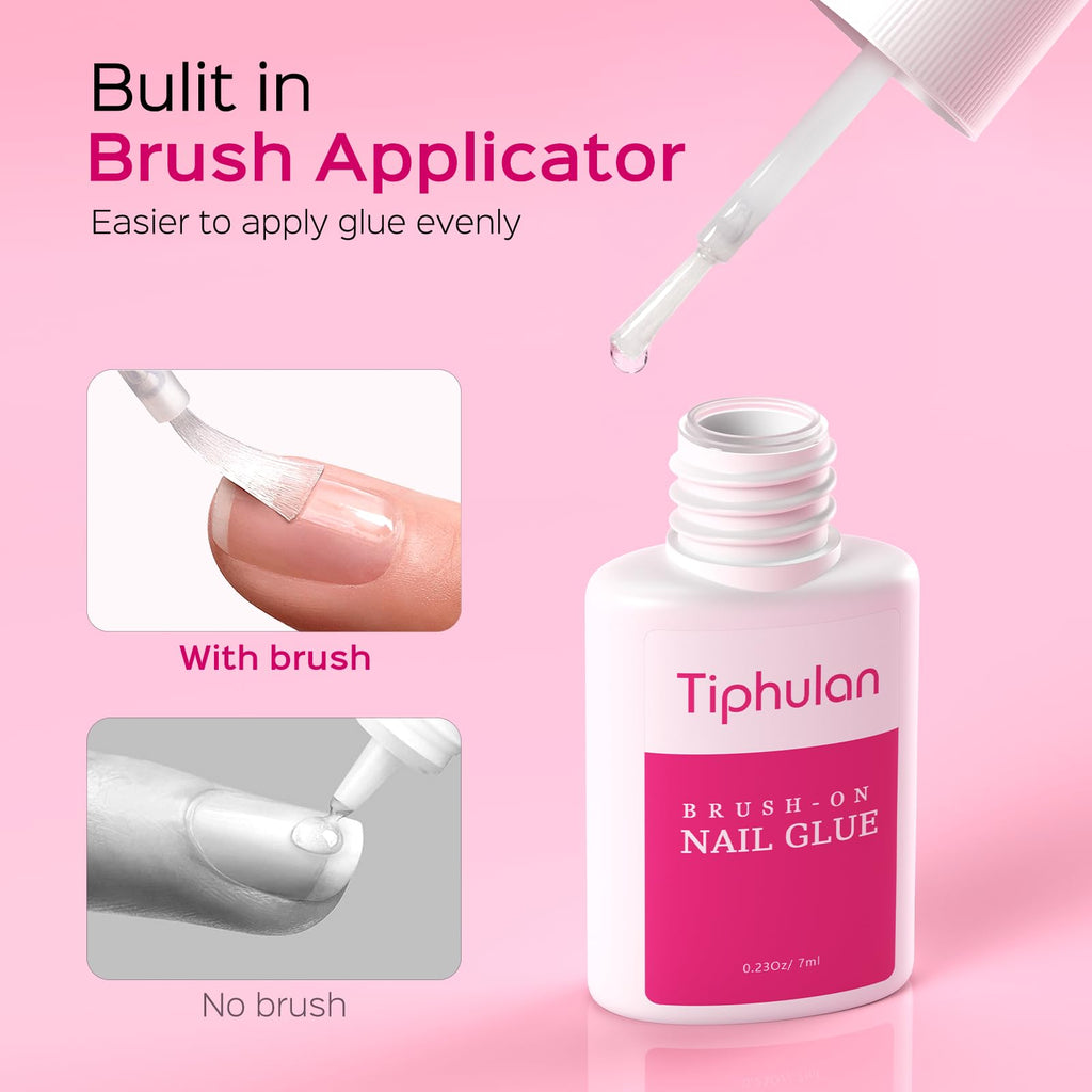 TIPHULAN 42ml Brush-On Nail Glue for Press-On & Acrylic Nails – Strong, Fast-Drying, Mess-Free