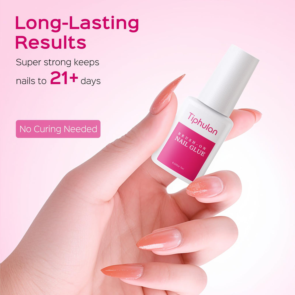 TIPHULAN 42ml Brush-On Nail Glue for Press-On & Acrylic Nails – Strong, Fast-Drying, Mess-Free
