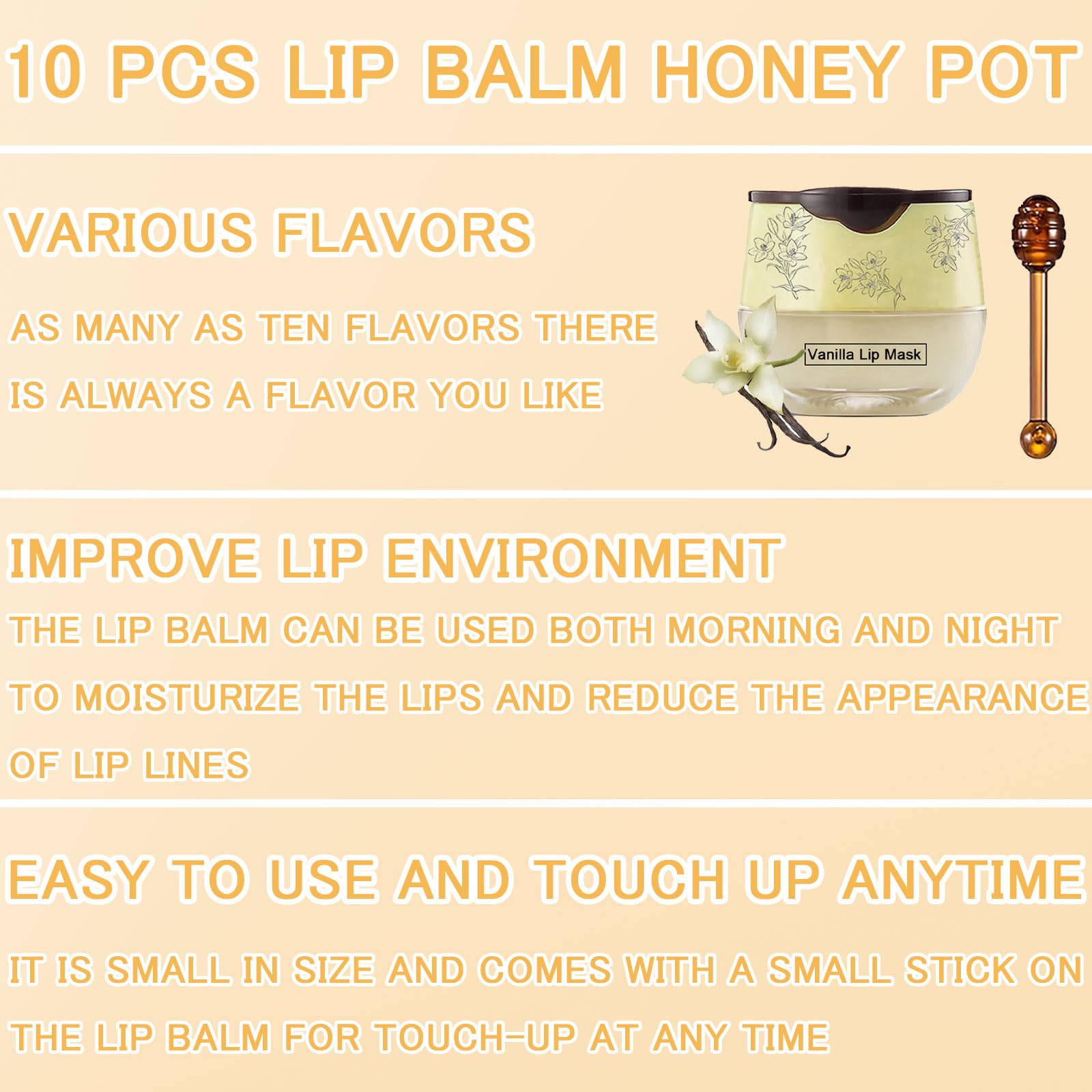 TIRDET 10-Piece Honey Pot Lip Balm Set – Hydrating Lip Care