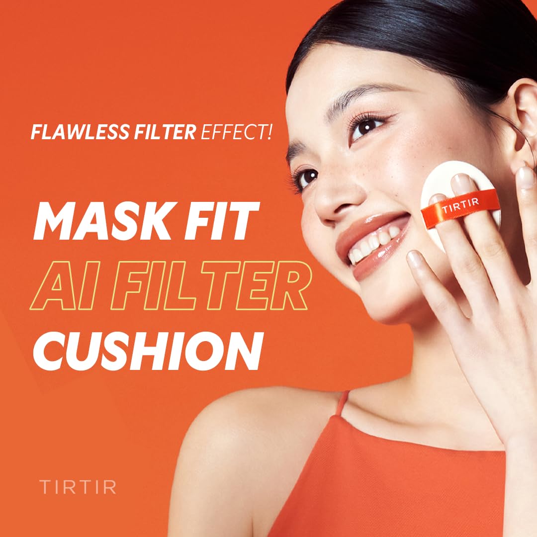 TIRTIR Mini Size Mask Fit AI Filter Cushion Foundation – AI-Like Semi-Matte Finish, 72H Coverage, #25N Mocha, 0.15 fl oz