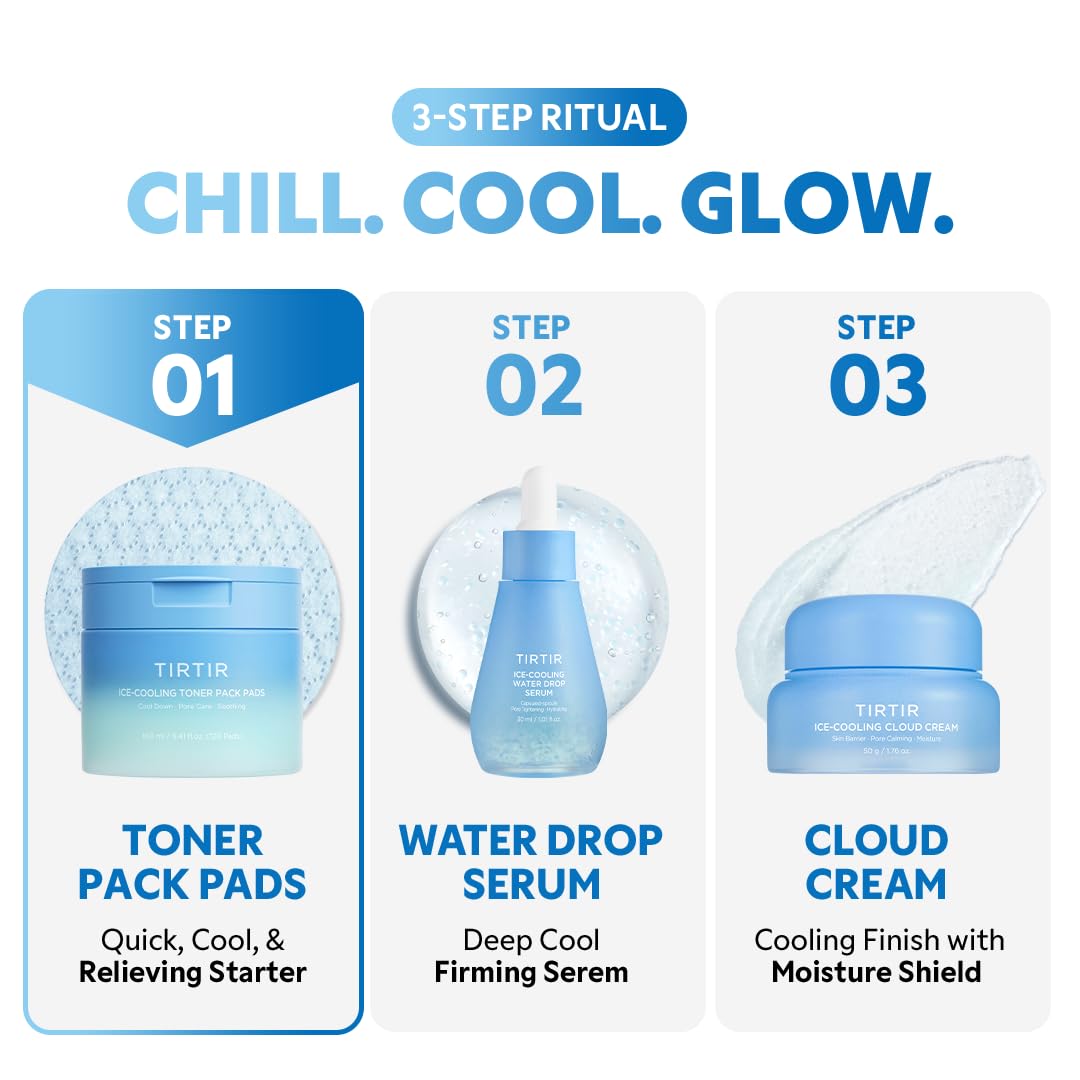 TIRTIR Ice-Cooling Icing Toner Pads – Instant -3.76°C Cool Down, Pore Reduction & Hydration (120 Units)