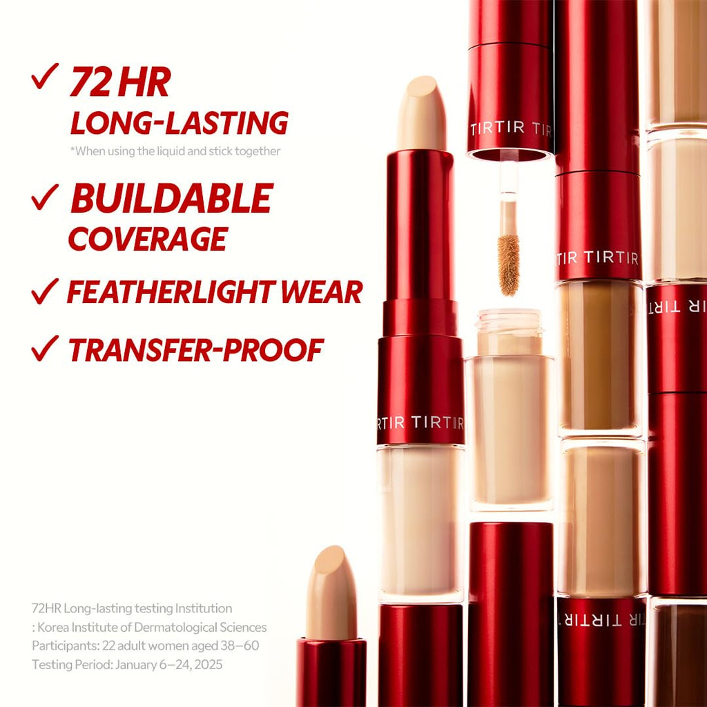 TIRTIR Glide&Hide Blurring Concealer – Dual Tip & Balm, Hydrating, Long-Wear (#0.5N) 0.28 Oz