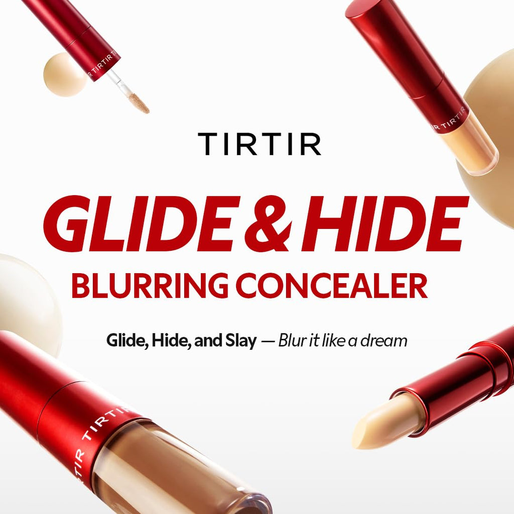 TIRTIR Glide&amp;Hide Blurring Concealer – Hydration, Crease-Proof Coverage, Dual Liquid Tip & Balm, 0.28 Oz (#2C)