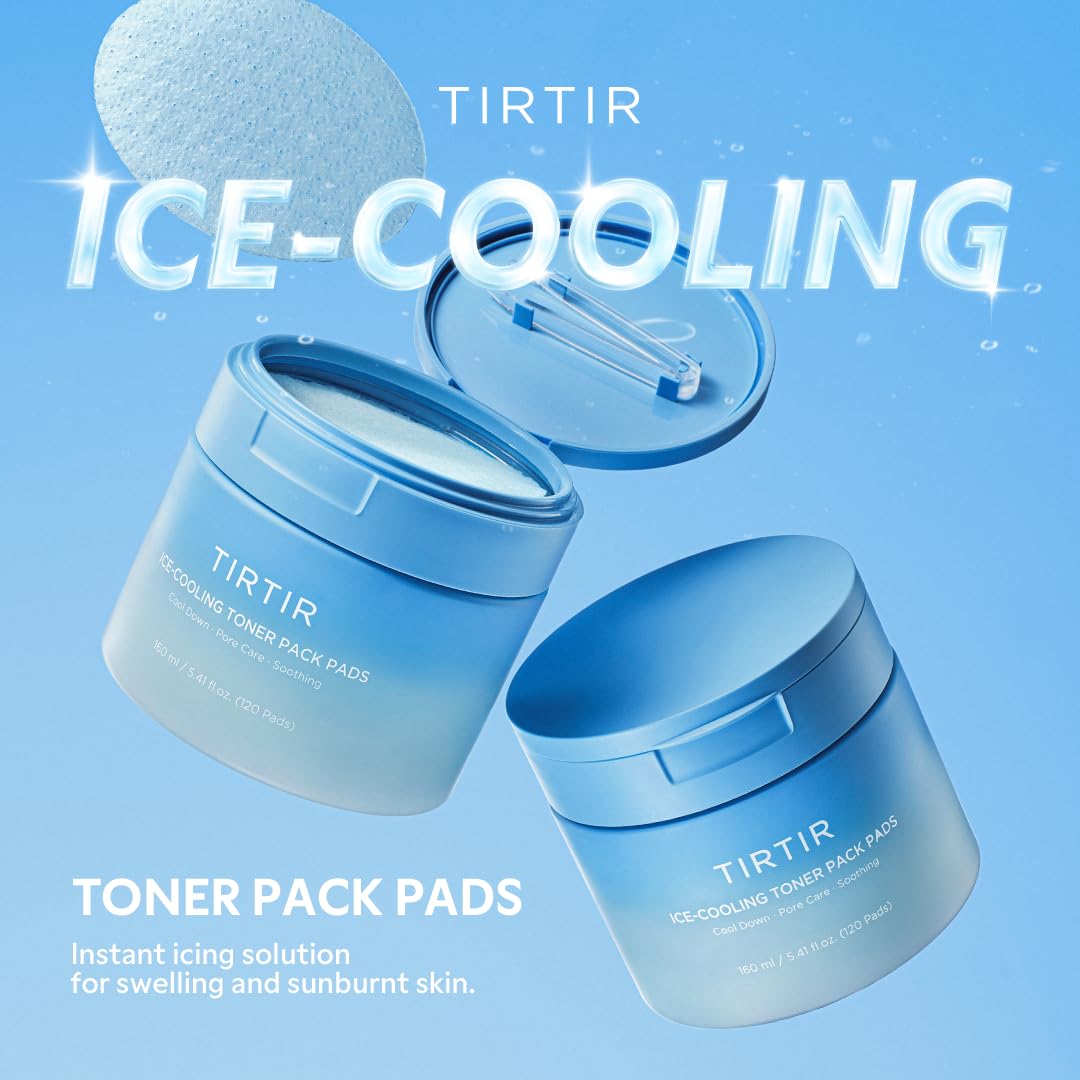 TIRTIR Ice-Cooling Icing Toner Pads – Instant -3.76°C Cool Down, Pore Reduction & Hydration (120 Units)