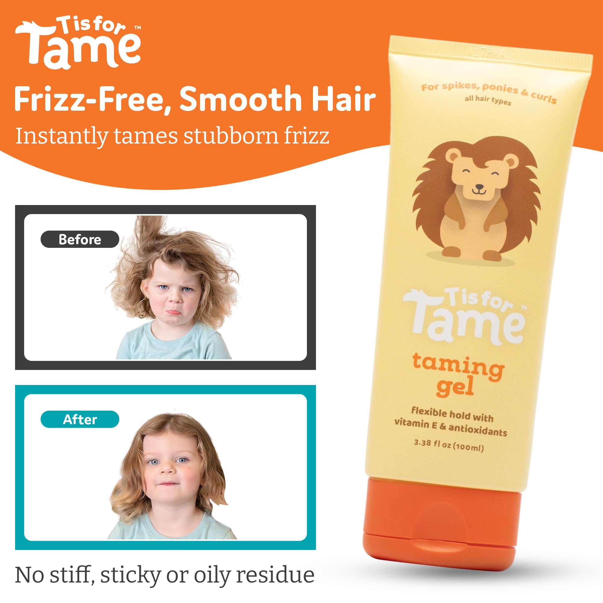 T is for Tame Taming Gel – Gentle Frizz Control for Kids, 2-Pack (3.38 fl oz each)
