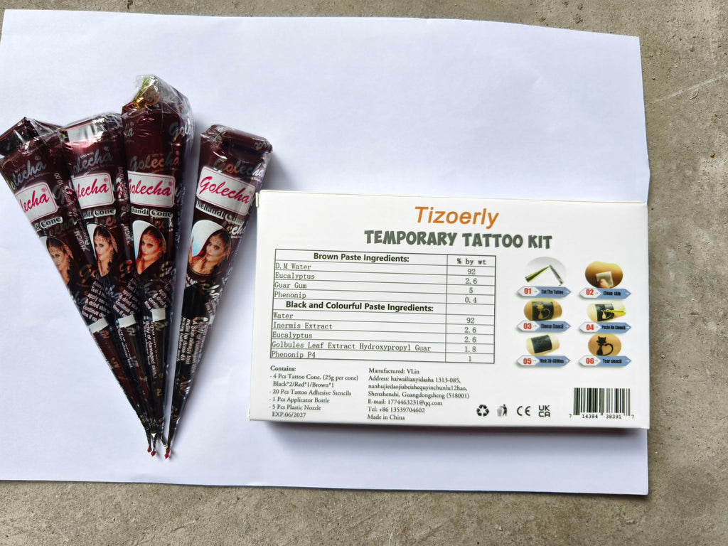 Tizoerly Tattoo Paste Cones – 4-Pack Semi-Permanent Body Art Kit