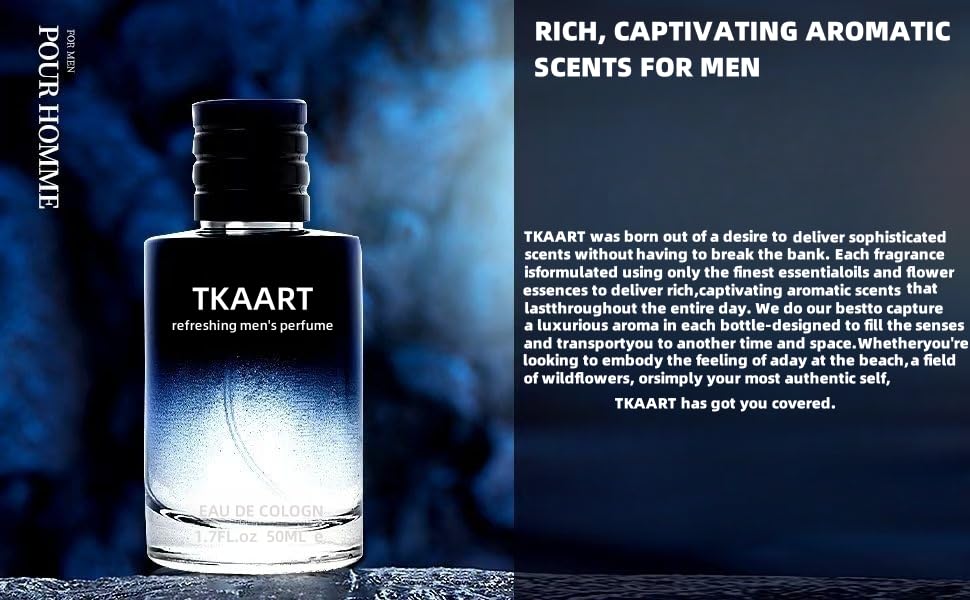 TKAART Cologne for Men – Fresh Lemon Pepper EDT with Cedar Base, 50ml Portable Bottle