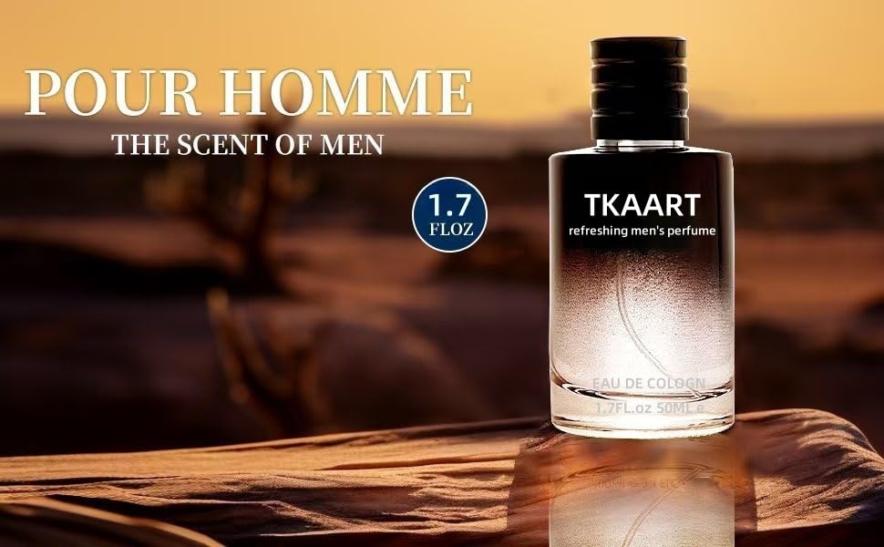 TKAART Cologne for Men – Fresh Lemon Pepper EDT with Cedar Base, 50ml Portable Bottle