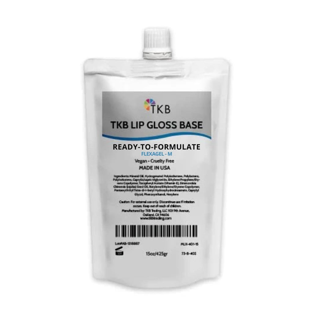 TKB Lip Gloss Base (Flexagel M) – Moisturizing, High Shine, Crystal Clear, Vegan & Cruelty-Free | Made in USA | 15 oz