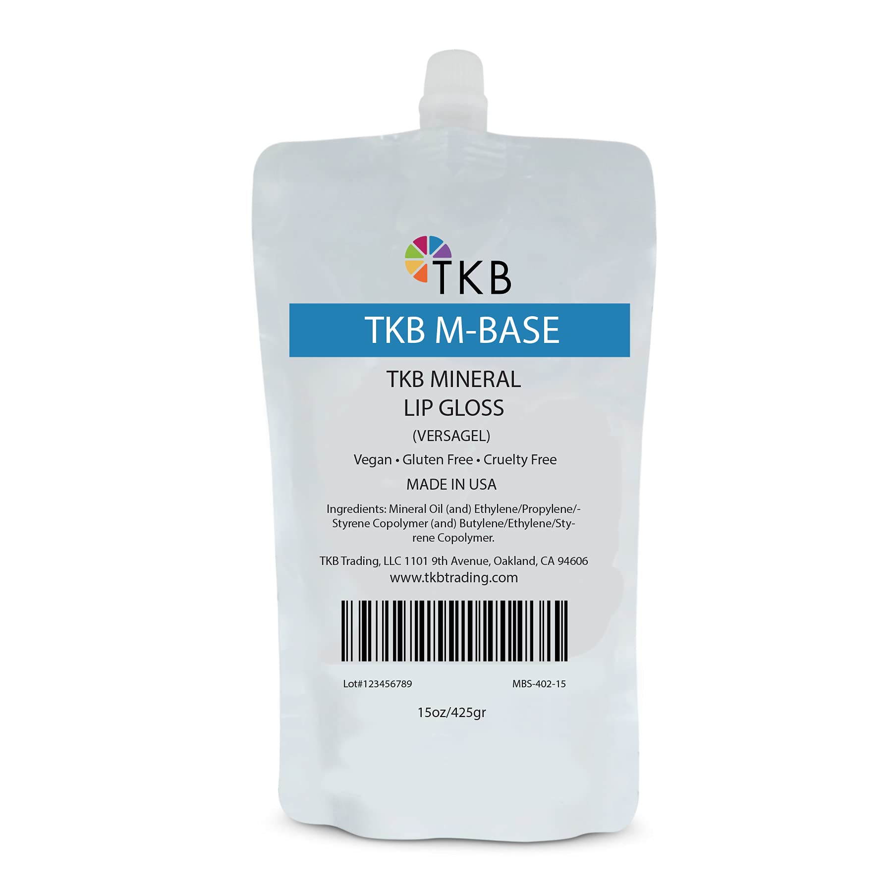 TKB Mineral Lip Gloss M-Base — Clear Versagel Base for DIY Lip Gloss, Made in USA (15 oz)