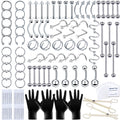 TKKUY 131PCS Piercing Kit - All Body Piercings, 316L Stainless Steel Jewelry