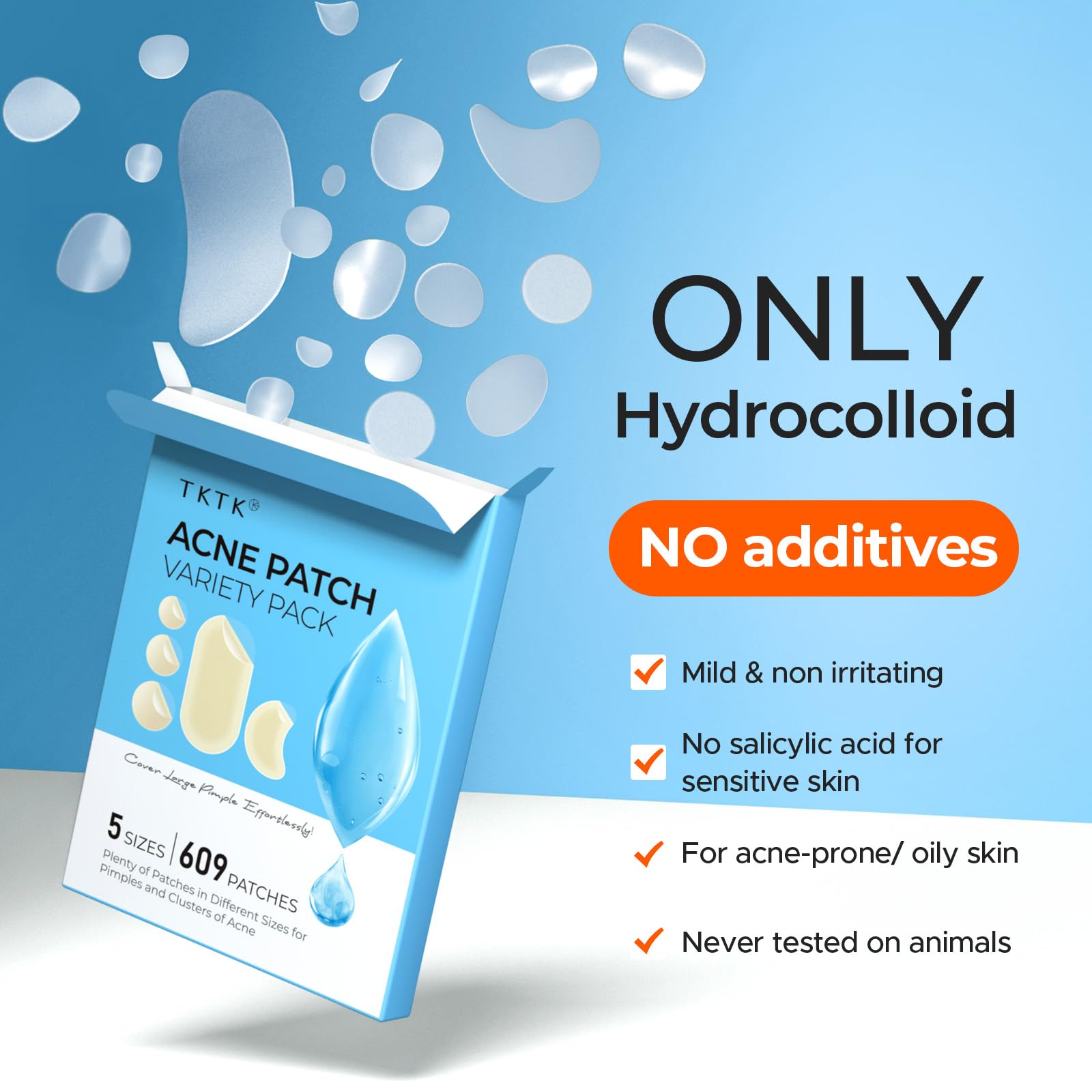TKTK 609-Count Pimple Patches for Face | Hydrocolloid Acne Patches Bulk