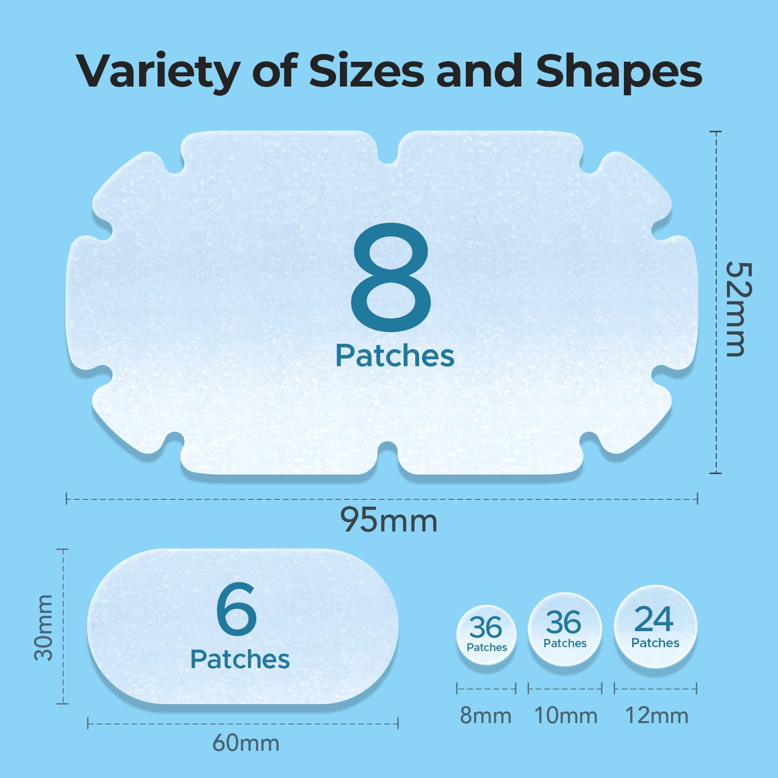 TKTK XXL Body Acne Patches - 5 Sizes, 110 Count | Large Hydrocolloid Patches for Back, Chest & Shoulders