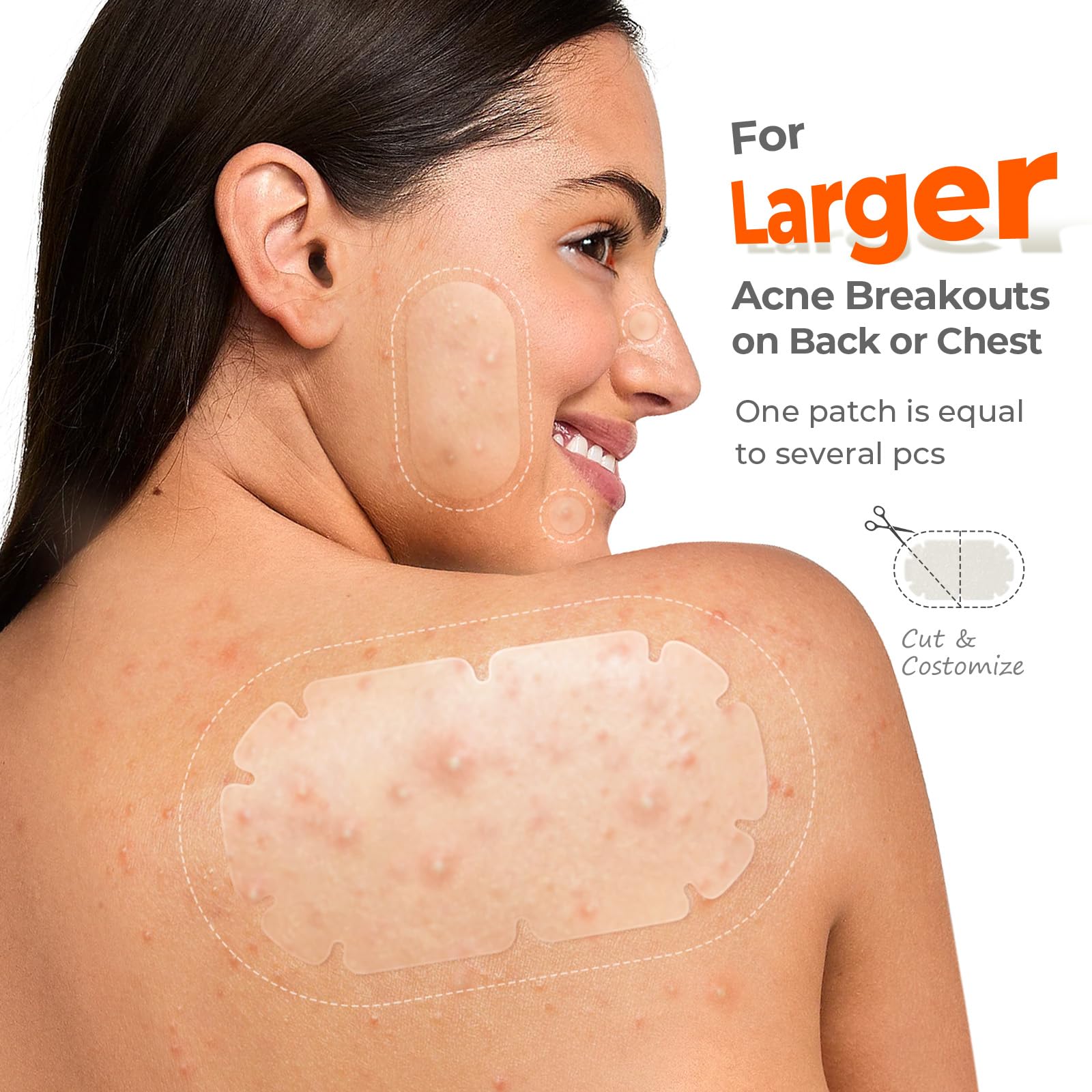 TKTK XXL Body Acne Patches - 5 Sizes, 110 Count | Large Hydrocolloid Patches for Back, Chest & Shoulders