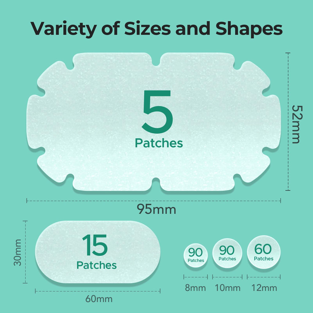 TKTK XXL Body Acne Patches – 5 Sizes, 260 Large Hydrocolloid Patches for Back, Chest & Shoulders