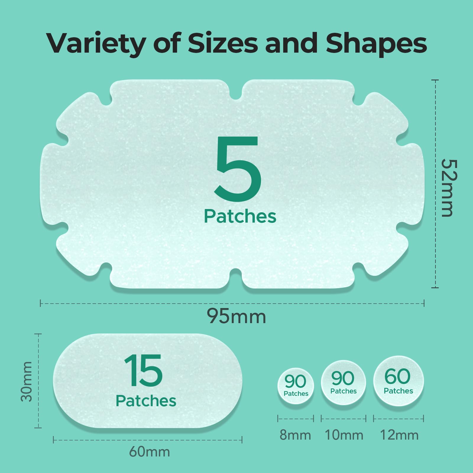 TKTK XXL Body Acne Patches – 5 Sizes, 260 Large Hydrocolloid Patches for Back, Chest & Shoulders