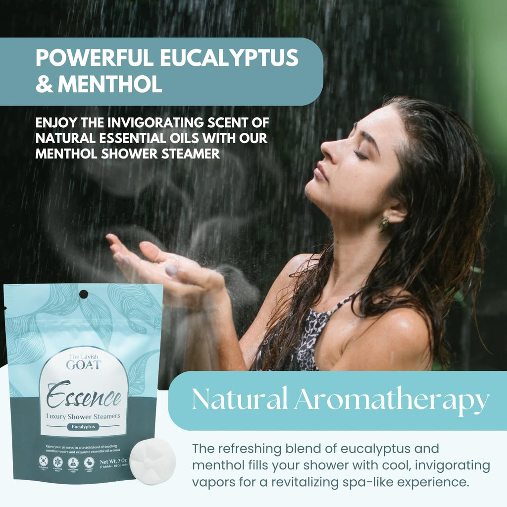 TLG Essence Shower Steamers 7 Pack – USA Made, Extra Eucalyptus & Menthol | The Lavish Goat