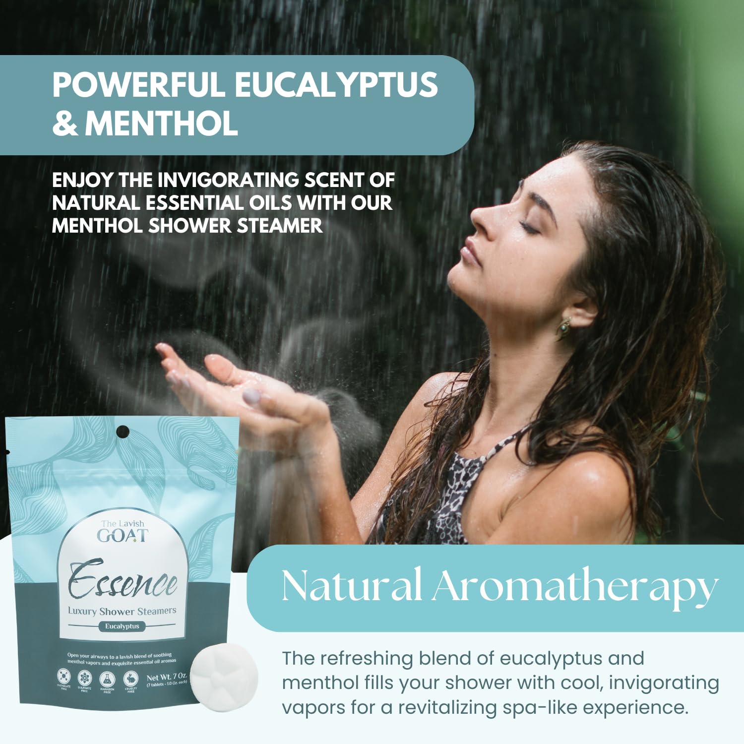 TLG Essence Shower Steamers 7 Pack – USA Made, Extra Eucalyptus & Menthol | The Lavish Goat
