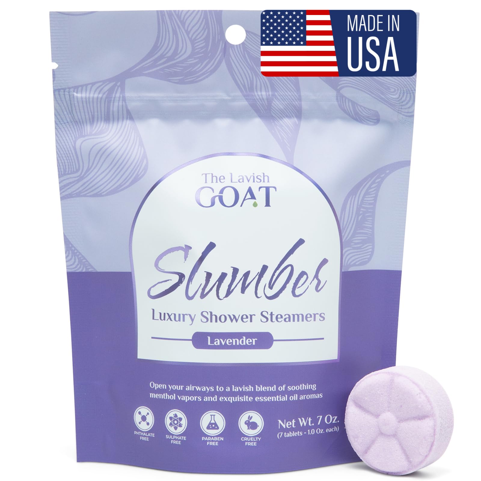 TLG Slumbers Shower Steamers – Lavender & Menthol, USA Made, 7 Pack