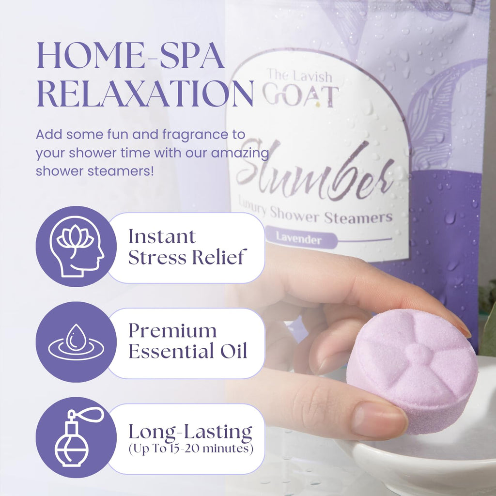 TLG Slumbers Shower Steamers – Lavender & Menthol, USA Made, 7 Pack