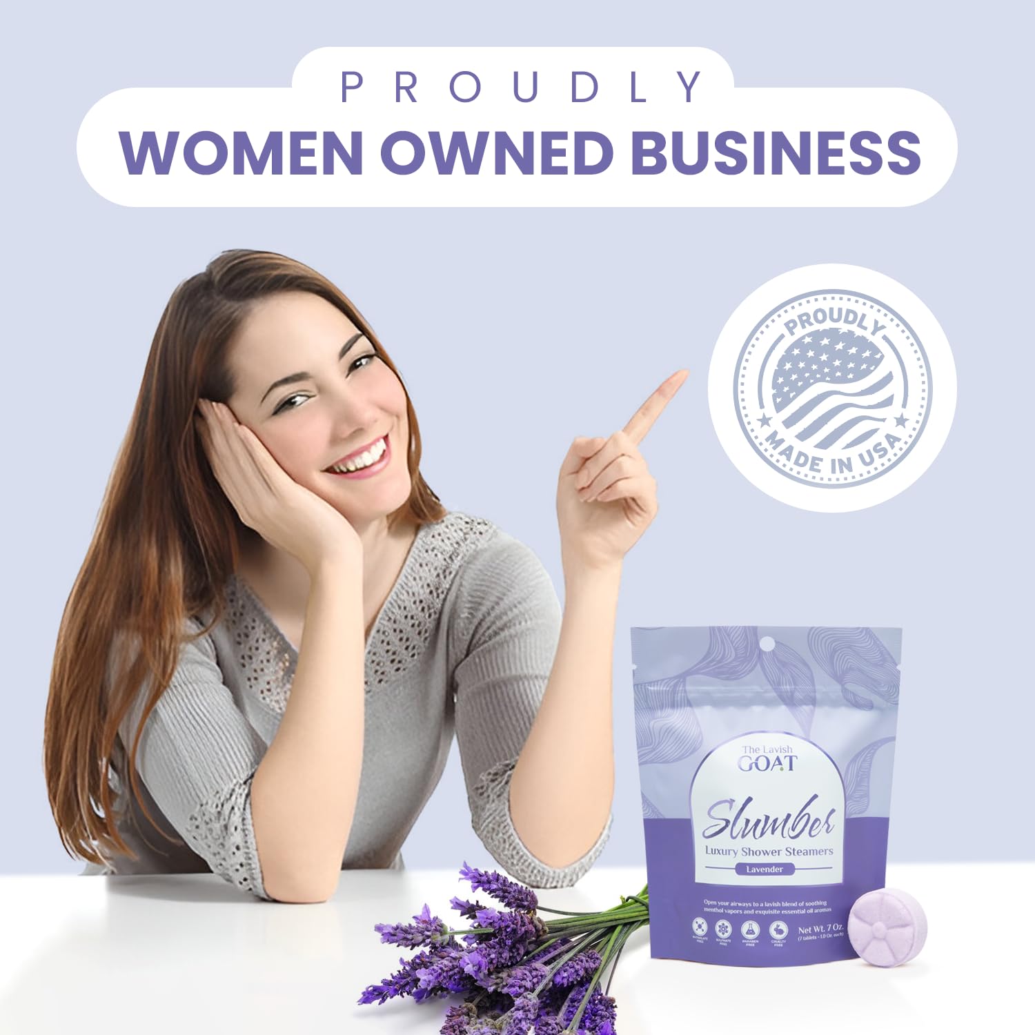 TLG Slumbers Shower Steamers – Lavender & Menthol, USA Made, 7 Pack