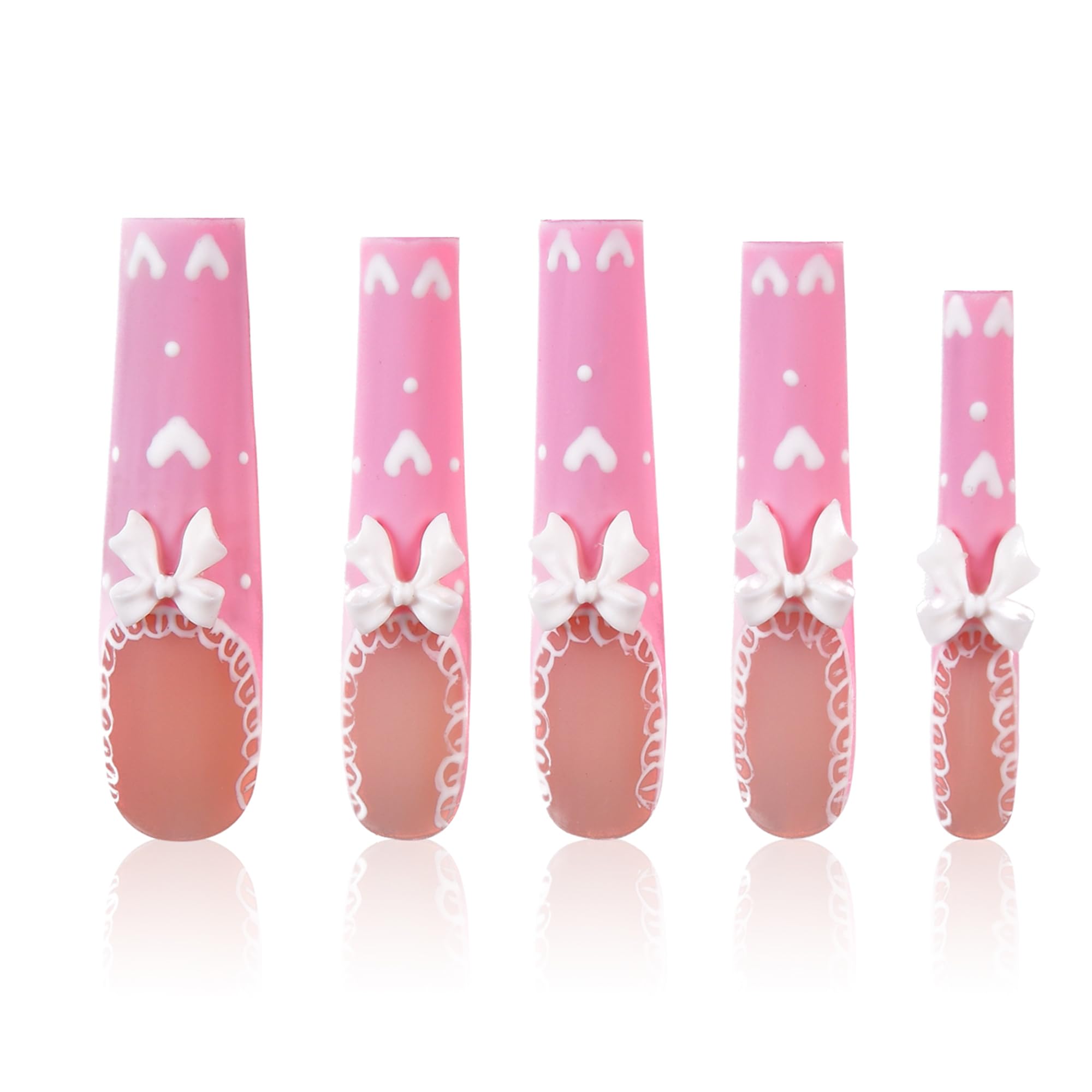 Tmani 10pc Extra Long Handmade Press-On Nails – Ballet-Square, Diamond Glitter