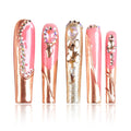 Tmani 10pc Extra Long Handmade Press-On Nails – Ballet Square Tips with Diamond Glitter