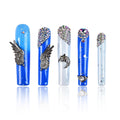Tmani 10pc Extra Long Handmade Press-On Nails – Square Glitter Diamond Decor